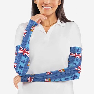 Manchon de bras imprimé par sublimation à motif drapeau britannique UPF50+ unisexe en soie glacée bleue pour protection solaire toutes saisons - Product Image 6