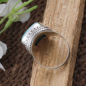 Handmade 925 Sterling Silver Larimar <b>Ring</b> Natural Blue Dominican Gemstone Artisan Handcrafted <b>Statement</b> <b>Ring</b> <b>for</b> <b>Women</b> Wholesale - Product Image 5