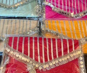 Pochettes enveloppe Gota Patti traditionnelles indiennes du Rajasthan faites à la main, en soie, rectangulaires, festives, avec dentelle, pour pièces de monnaie, cadeaux de mariage - Product Image 3