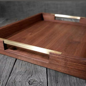 Plateau de service alimentaire décoratif multifonctionnel en bois à motif végétal Art Déco pour mariage - Product Image 1