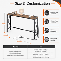 Table console étroite pour entrée, couloir ou coin, avec 2 prises AC, 2 ports USB, pieds réglables en forme de X, OEM ODM