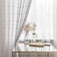 Rideau Bohème Moderne Tissé 100% Polyester Personnalisable Semi-Transparent Géométrique Creux pour Fenêtre en Baie Chambre Salon Vente en Gros