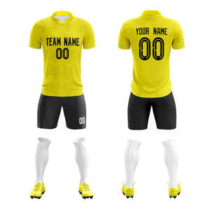 Custom Purple Yellow Soccer Jersey Set V-Neck Short Sleeve Sublimated Breathable Unisex Adult Team Apparel - Product Image 1