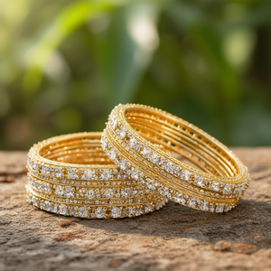 Gold Plated Crystal Stone <b>Bangle</b> <b>Set</b> - Product Image 3