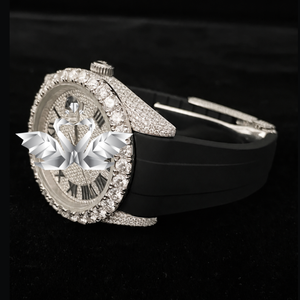Reloj de Diamantes de Lujo Personalizado para Hombre, Correa de Goma Negra, Reloj con Incrustaciones de Moissanita - Product Image 2