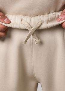 Ensemble de survêtement unisexe beige à capuche, manches longues, couleur unie, en coton, décontracté, pantalon de jogging, coupe régulière, polaire, design 2-en-1, pour l'hiver - Product Image 5
