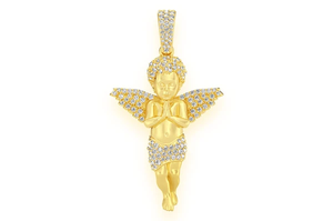 Silver Plated <b>Angel</b> Pendant With Crystal Rhinestones Micro Pave Setting Religious Christian Themed Unisex <b>Charm</b> Gift - Product Image 3