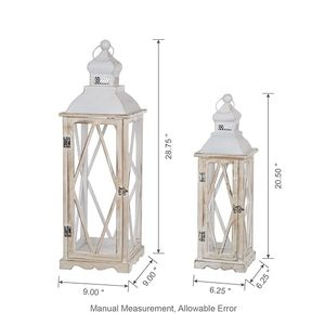 Portavelas de Madera Rústico Blanco, Farol Decorativo Vintage para Decoración del Hogar, Bodas y Eventos - Product Image 5
