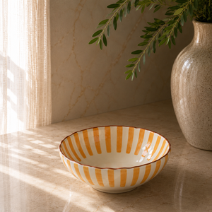 Bandeja para Hornear de Cerámica Hecha a Mano con Detalles de Rayas Vintage, Acabado Resistente al Calor para Servir con Elegancia del Horno a la Mesa - Product Image 5