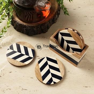 Ensemble de sous-verres carrés de luxe en os incrusté faits à la main, sous-verres multicolores de qualité supérieure Tradebyd - Product Image 2