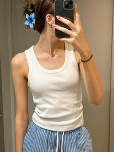<b>Yellow</b> Cotton Scoop Neck Tank <b>Top</b> Lemon Fruit Embroidery Women Summer Sleeveless Ribbed Undershirt Streetwear <b>Vest</b> - Product Image 3