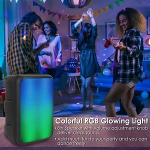 Altoparlante Portatile Wireless per Feste con Luci Colorate da 8 Pollici, Funzione TWS, Sistema PA DJ, Radio FM, Lettura Schede USB/MMC, Aux, Registrazione - Product Image 2
