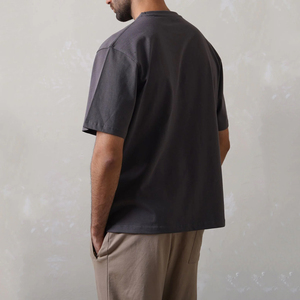 T-shirt pour homme en coton tricoté lourd de qualité supérieure, col rond, manches courtes, dernier modèle - Product Image 2