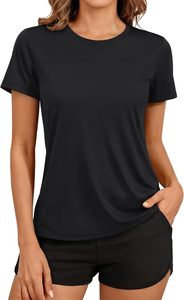 Comfortable Womens Summer O Neck <b>Top</b> Featuring Athletic Design Quick Dry Performance and Lightweight Knitted Fabric Construction - Product Image 2