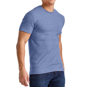 Camiseta de Gran Tamaño con Bolsillo para Hombre, 100% Algodón, Secado Rápido, Cuello Redondo, Camiseta Básica con Impresión de Logotipo Personalizado - Product Image 2