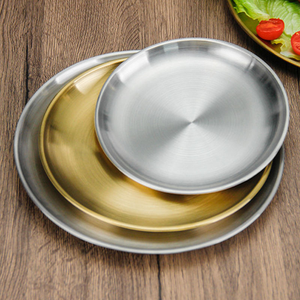 จานสแตนเลส 304 หนา รูปทรงกลม พิมพ์ลายทอง หลายขนาด สไตล์เกาหลียอดนิยม ขายส่ง - Product Image 2