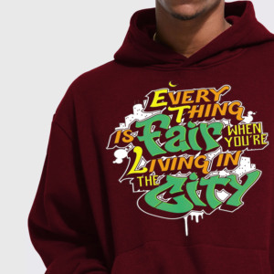 Sweat-shirt à capuche bordeaux pour homme, coupe classique, manches standard, streetwear, logo imprimé sur le devant, 100 % coton molletonné, hiver, avec poche - Product Image 5