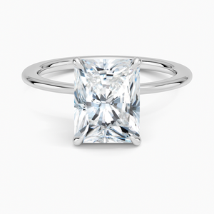 Anillo BOJ 05 Corte Radiante Plata 925 con Halo Secreto Pequeño, Diamante y Baño de Rodio, Anillo de Boda 2ct Color D VVS1 Moissanita Certificada GRA - Product Image 1