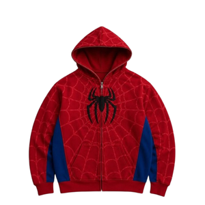Spider-<b>Man</b> <b>Pink</b> Web Print Zip-Up <b>Hoodie</b> Unisex Knitted Sweatshirt Loose Fit Winter Wear 100% Polyester Streetwear - Product Image 3