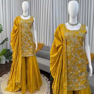 Elegante Conjunto de Vestido Cultural Sharara con Dupatta, con Diseño Artístico para Mujer, Atractivo para Fiestas y Bodas, al por Mayor - Product Image 2