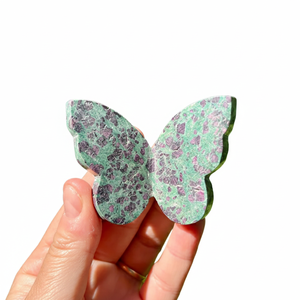 หินฟุชไซต์ทับทิมธรรมชาติแกะสลักปีกผีเสื้อ 3 มิติ หินพลังงานบำบัด ตัวอย่างแร่ธาตุ ของตกแต่งสำนักงาน ขายส่ง - Product Image 4