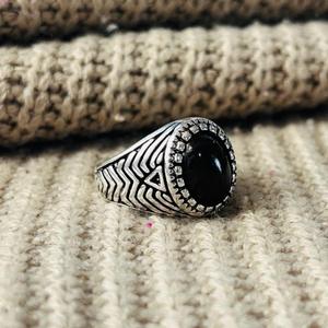 Men's Black Onyx Brass <b>Ring</b> oxidized <b>Silver</b> Plated Signet Tribal <b>Ring</b> For Wholesale - Product Image 3