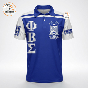 ฟี เบต้า ซิกมา |   เสื้อโปโลปักลายซิกมาสำหรับผู้ชาย สีดำ-น้ำเงิน แขนสั้น แห้งเร็ว สวมใส่สบาย แบบลำลอง สำหรับกลุ่มพี่น้อง - Product Image 6