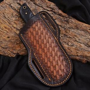 มีดคาวบอยเหล็กดามัสกัสทำมือขนาด 7 นิ้ว สำหรับล่าสัตว์กลางแจ้ง ใบมีดแบบ Fixed Blade ด้ามทำจากเขาควายและเทอร์ควอยซ์ - Product Image 5