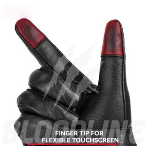 Bloodline Sporty Black Leather Cycling <b>Gloves</b> Wrist Length Breathable Unlined for Sports Four Seasons - Product Image 5