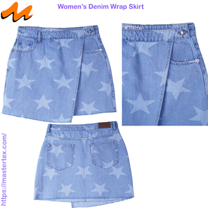 Jupe en jean pour femme, taille haute, en coton BCI et recyclé, imprimé étoiles, confectionnée en 10,47 oz - Product Image 2