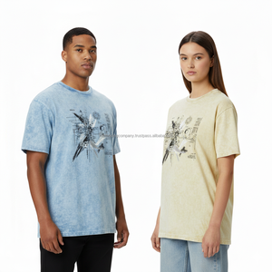 T-shirt épais 240 g/m² délavé à l'acide, personnalisable avec logo, pour homme, coupe oversize, uni, vintage, coupe carrée, unisexe, streetwear, vente en gros - Product Image 6