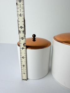 White Metal Container With Copper Lid For Cafes Modern Simple <b>Kitchen</b> Storage Jar For Sugar Tea Coffee <b>Pantry</b> Organizer - Product Image 5