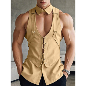 <b>Men</b>’s Sleeveless Lace-Up <b>Harness</b> Shirt - Product Image 2