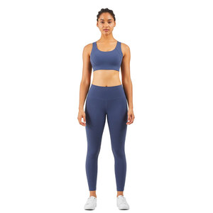 Custom Women's Yoga Set Seamless Crisscross Back Sports <b>Bra</b> High Waist Full Length Leggings and Crop top 2 Piece <b>Blue</b> Activewear - Product Image 4