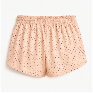 Shorts de détente amples et fluides pour femme, en jersey viscose-coton, à pois pêche doux, avec cordon de serrage, WPSHORT-0011 - Product Image 2
