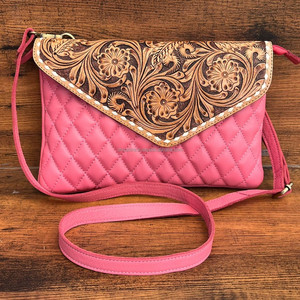 New High Quality Hand Tooled Leather Quilted Shoulder Bag for Women's Fashion Luxury Brand Designer Diamond Lattice Envelope Bag - Product Image 3