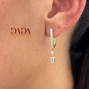 ต่างหูเพชรทรงหยดน้ำแบบห่วงประดับเพชรทรงกลม รุ่น Eternal Emerald Cut Lab Grown Diamond สำหรับผู้หญิง เครื่องประดับชั้นดี - Product Image 3