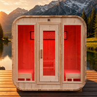 Sauna extérieur en cèdre rouge, sauna carré à vapeur pour 2 à 6 personnes, chauffage au bois, vente en gros avec option de luminothérapie rouge et Wi-Fi intelligent