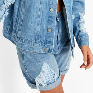 Ensemble short en jean 2 pièces sur mesure pour femme, motif uni, écologique, pour usage quotidien - Product Image 6