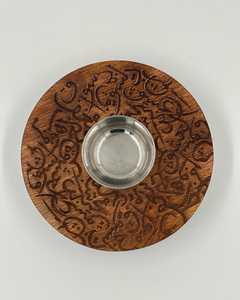 Porte-encens en bois, bol à encens rond sculpté, support d'aromathérapie, décoration de bureau - Product Image 4