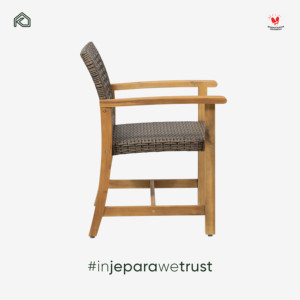 Chaise de salle à manger en teck et rotin KLOPS de qualité supérieure, faite à la main en Indonésie, pour l'extérieur, la terrasse, le restaurant, fauteuil moderne en osier, mobilier de café - Product Image 4
