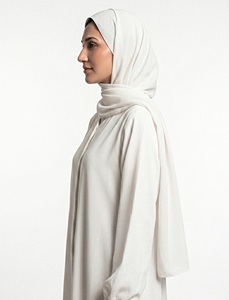 Ensemble Abaya Classique Quotidien Ouvert sur le Devant pour Femmes Musulmanes Blanc Uni Saoudien Couvrant Entièrement Manches Longues Longueur Ras du Sol Coupe Droite Modeste - Product Image 2