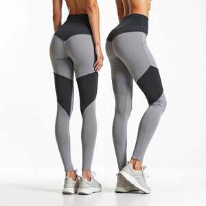 Leggings taille haute pleine longueur couleur unie extensibles respirants compression effet push-up contrôle du ventre pantalon de yoga sportif pour femme - Product Image 2