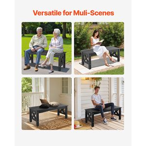 Panca da Esterno con Telaio in Acciaio e Legno da 44,5 Pollici, Capacità di Carico 600 Libbre, Piedini in Plastica Resistenti alle Intemperie, Gambe Spesse - Product Image 3