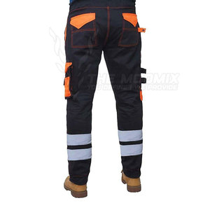 Men Breathable Quick Dry <b>Work</b> Pants Polyester Reflective Safety <b>Cargo</b> Pants with Orange Accents and Knee Pockets - Product Image 6