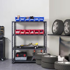 Heavy-Duty 12-Pack Stackable <b>Storage</b> Organizer <b>Bin</b> Blue/Red 11-Inch X 5-Inch X 5-Inch <b>Plastic</b> <b>Storage</b> <b>Bin</b> with Hanging Feature - Product Image 2