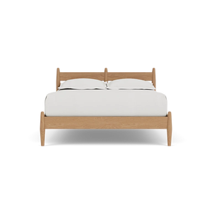 Contemporary Light Wood <b>Bed</b> <b>Frame</b> with Tapered Legs | KD Flat Pack Bedroom Furniture India - Product Image 1