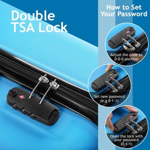 Set di Valigie 3-in-1 con Strisce Verticali Curve in Alluminio con Serratura TSA - Leggero e Alla Moda in Blu Reale - Product Image 6