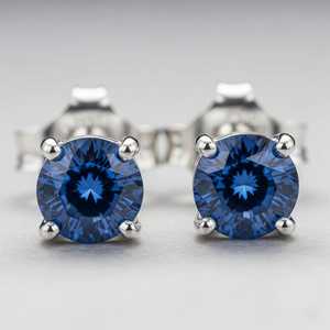 925 Sterling Silver <b>Blue</b> Sapphire <b>Stud</b> <b>Earrings</b> September Birthstone Elegant Gemstone Jewelry Gift For Women - Product Image 1