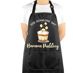 Cadeau pour les amateurs de pudding à la banane : Tablier avec poches pour les amateurs de desserts, cadeau de cuisine - Product Image 1